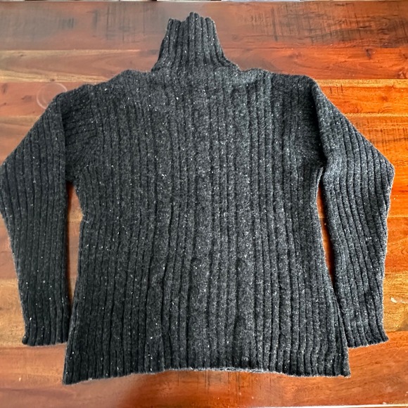 J.Crew VTG Turtleneck Sweater Mens XXL Lambswool Cable Knit Fisherman Dark Grey - Picture 5 of 7